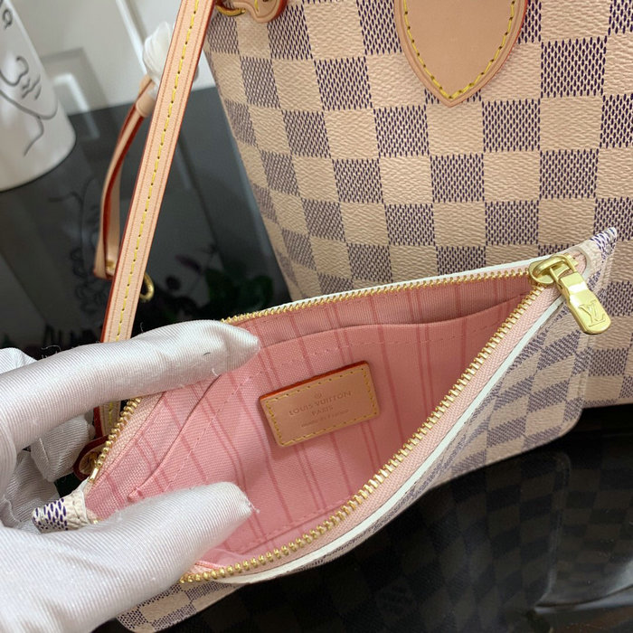 Louis Vuitton Damier Azur Canvas Neverfull PM Pink N41362