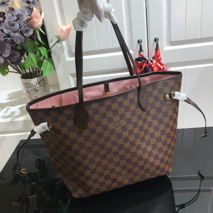 Louis Vuitton Damier Ebene Canvas NEVERFULL MM Pink N41603