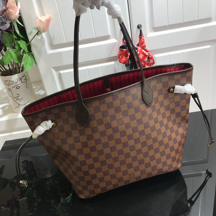 Louis Vuitton Damier Ebene Canvas NEVERFULL MM Red N41603