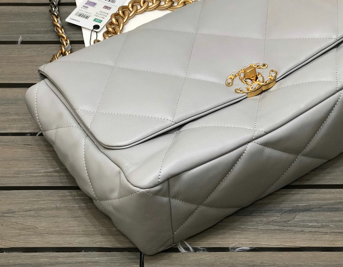 Chanel 19 Lambskin Maxi Flap Bag Grey AS1162