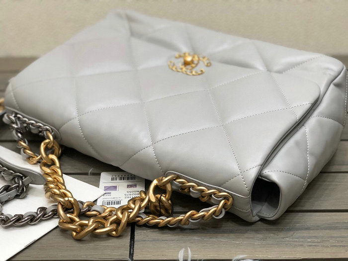 Chanel 19 Lambskin Maxi Flap Bag Grey AS1162