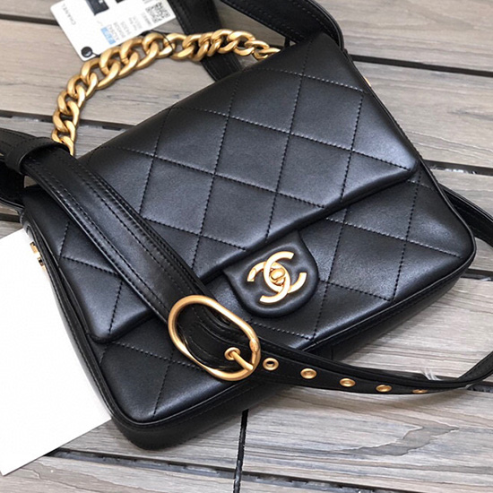 Chanel Calfskin Messenger Bag Black AS2842