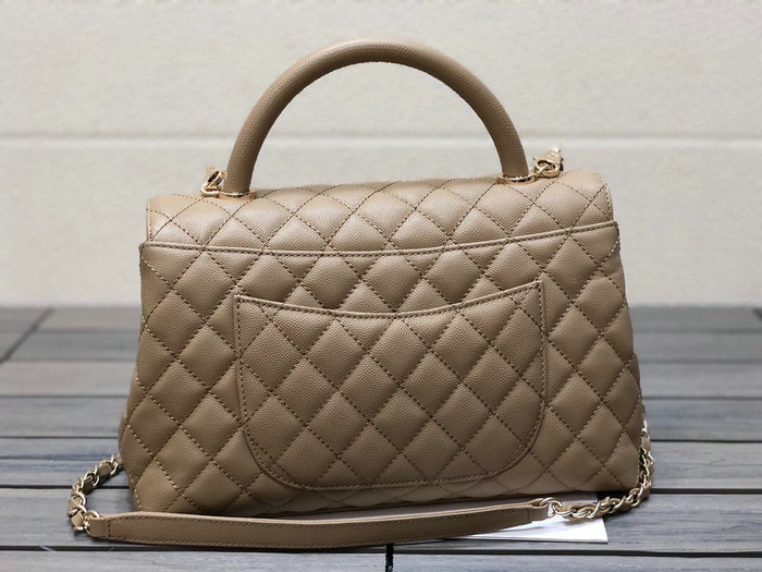 Chanel Flap Bag with Top Handle Beige A92991