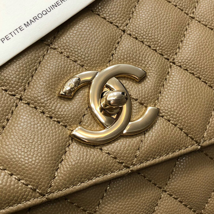 Chanel Flap Bag with Top Handle Beige A92991