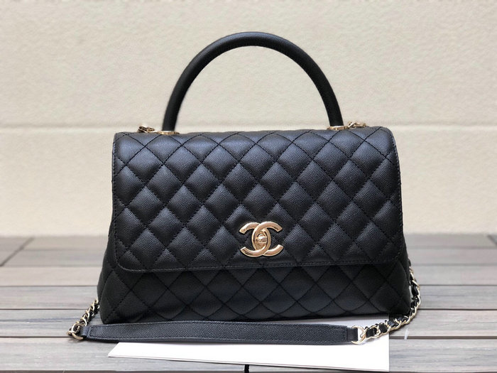 Chanel Flap Bag with Top Handle Black A92991