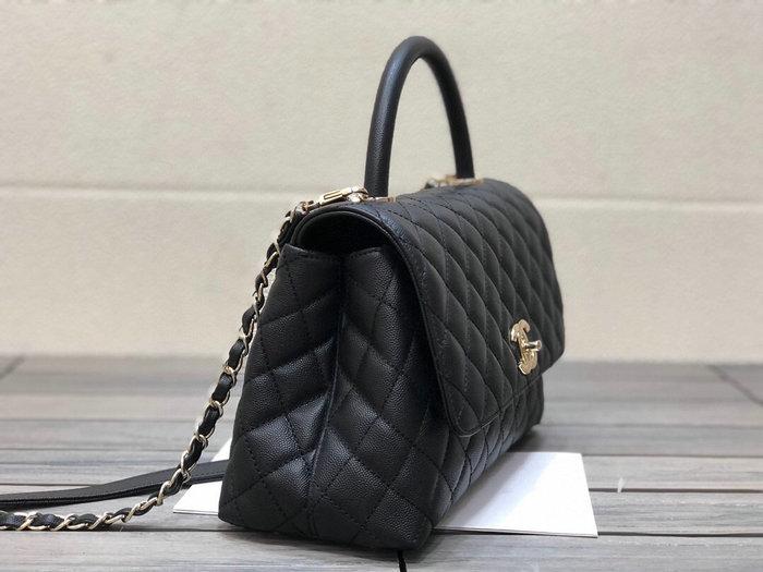 Chanel Flap Bag with Top Handle Black A92991