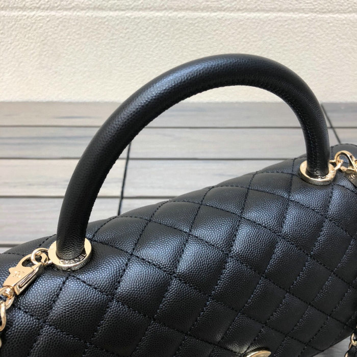 Chanel Flap Bag with Top Handle Black A92991