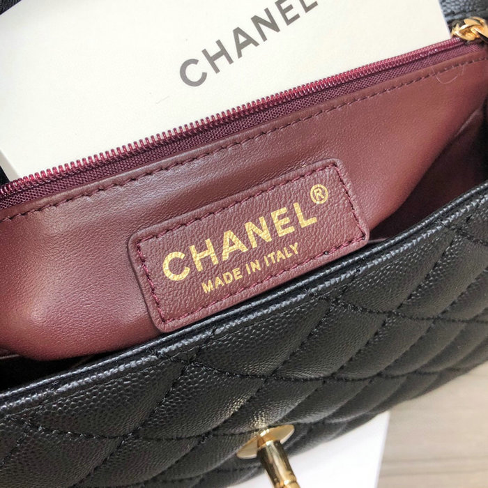 Chanel Flap Bag with Top Handle Black A92991