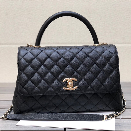 Chanel Flap Bag with Top Handle Black A92991