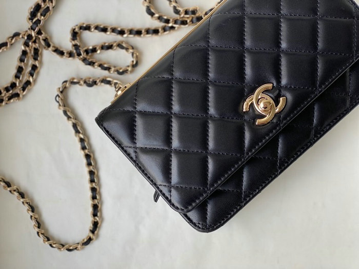 Chanel Lambskin WOC Chain Wallet Black A88633