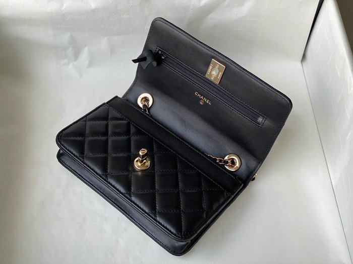 Chanel Lambskin WOC Chain Wallet Black A88633