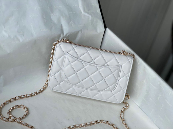 Chanel Lambskin WOC Chain Wallet White A88633