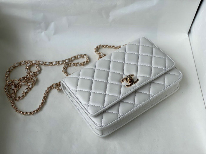 Chanel Lambskin WOC Chain Wallet White A88633