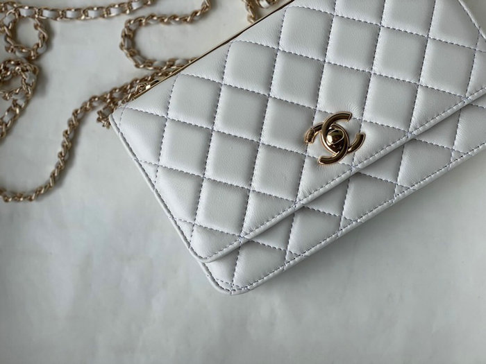 Chanel Lambskin WOC Chain Wallet White A88633