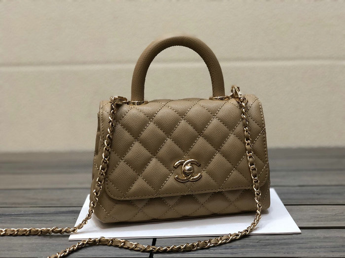 Chanel Mini Flap Bag with Top Handle Beige AS2215