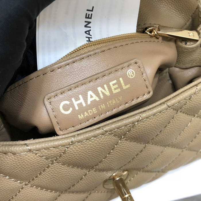 Chanel Mini Flap Bag with Top Handle Beige AS2215