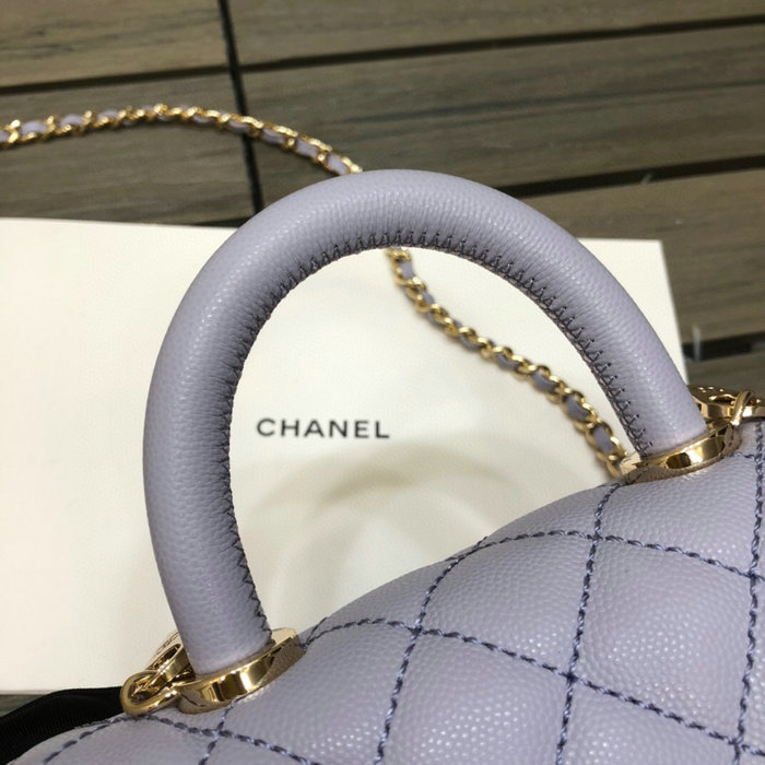 Chanel Mini Flap Bag with Top Handle Purple AS2215