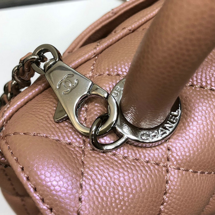 Chanel Mini Flap Bag with Top Handle Shiny Pink AS2215