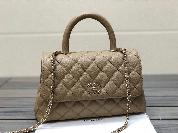 Chanel Small Flap Bag with Top Handle Beige A92990