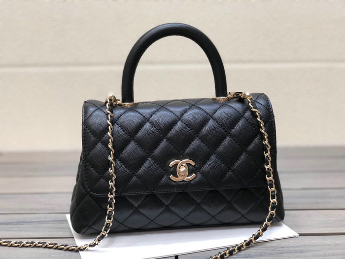 Chanel Small Flap Bag with Top Handle Black A92990