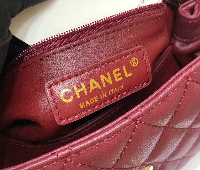 Chanel Small Flap Bag with Top Handle Burgundy A92990
