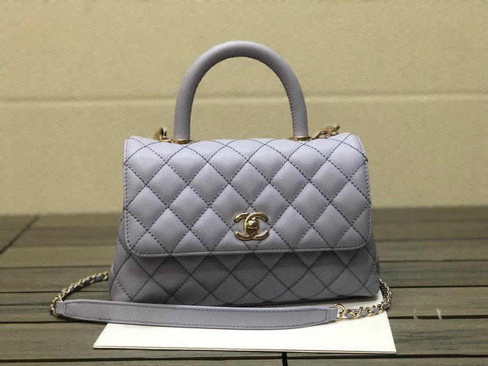 Chanel Small Flap Bag with Top Handle Purple A92990