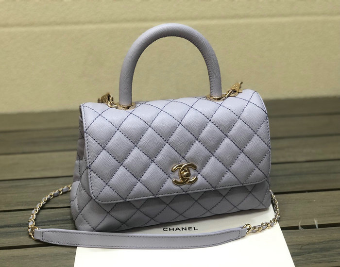 Chanel Small Flap Bag with Top Handle Purple A92990