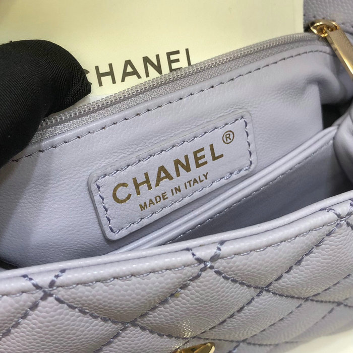 Chanel Small Flap Bag with Top Handle Purple A92990