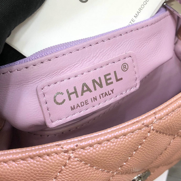 Chanel Small Flap Bag with Top Handle Shiny Pink A92990