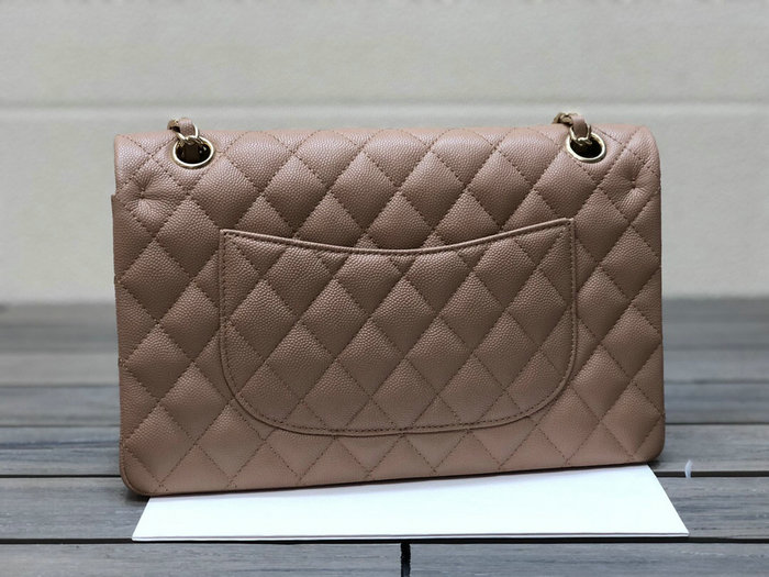 Classic Chanel Grained Calfskin Medium Flap Bag Beige CF1112