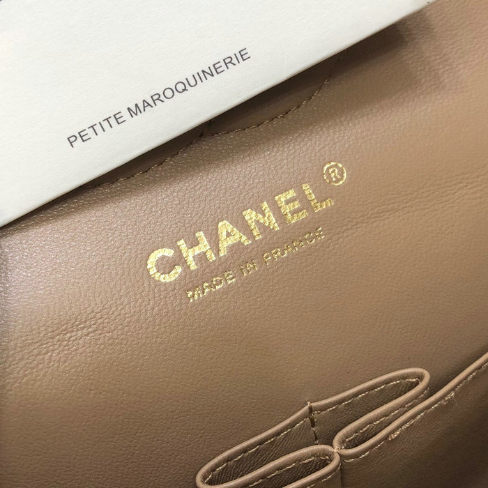 Classic Chanel Grained Calfskin Medium Flap Bag Beige CF1112