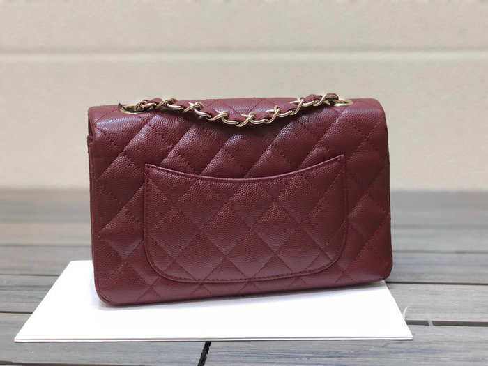 Classic Chanel Grained Calfskin Small Flap Bag Burgundy CF1116