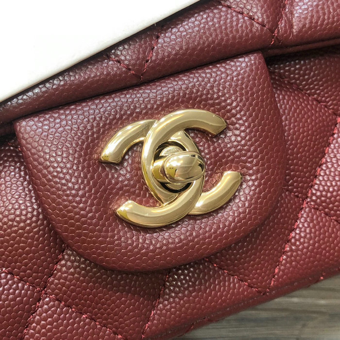 Classic Chanel Grained Calfskin Small Flap Bag Burgundy CF1116