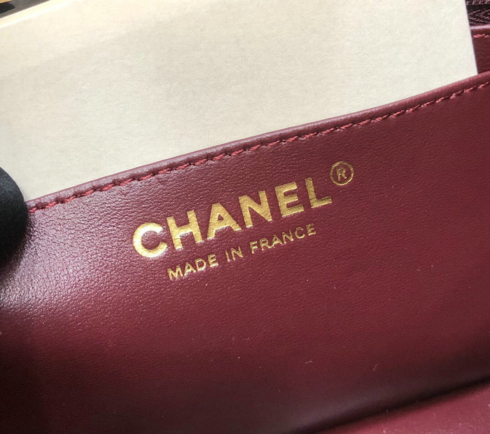 Classic Chanel Grained Calfskin Small Flap Bag Burgundy CF1116