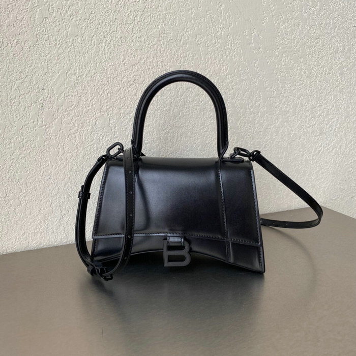 Balenciaga Box calfskin Hourglass Top Handle Bag Black B59354