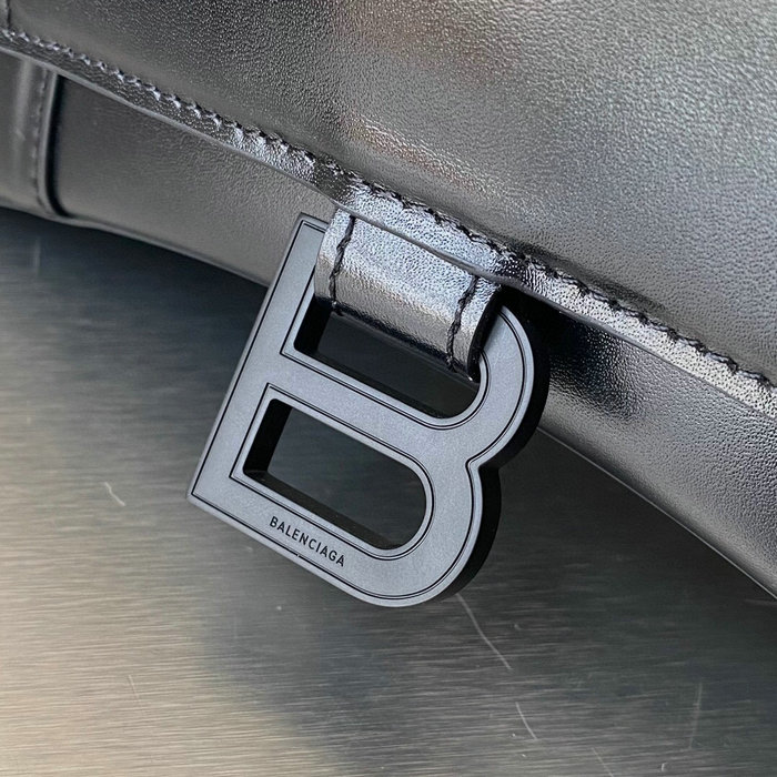 Balenciaga Box calfskin Hourglass Top Handle Bag Black B59354