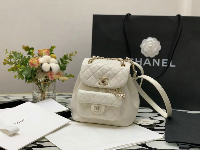 Chanel Calfskin Backpack White AS2908