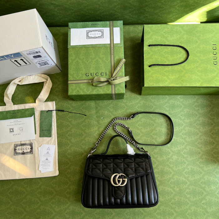 Gucci GG Marmont small top handle bag Black 498110