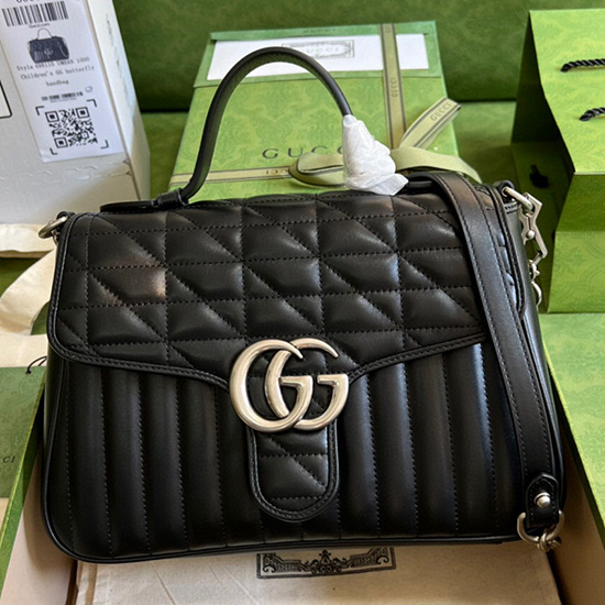 Gucci GG Marmont small top handle bag Black 498110