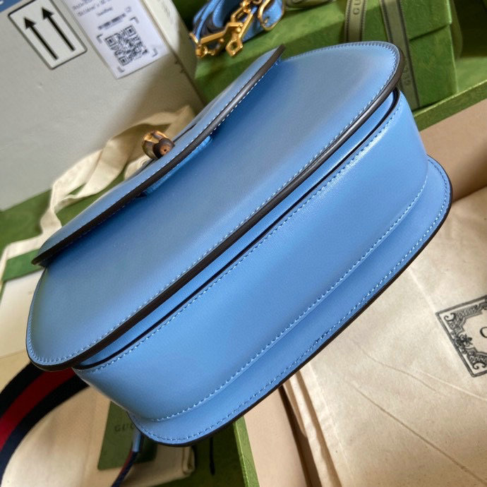 Gucci Small top handle bag with Bamboo Blue 675797