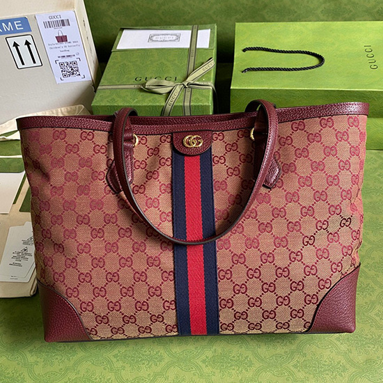 Gucci Ophidia Gg Medium Tote Burgundy 631685