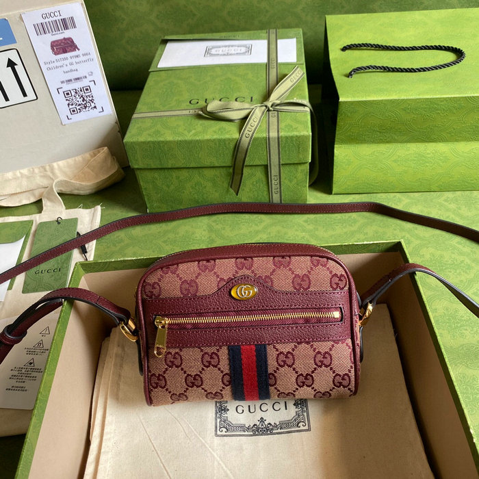 Gucci Ophidia mini bag with Web Burgundy 517350