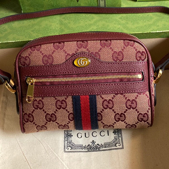 Gucci Ophidia mini bag with Web Burgundy 517350