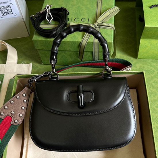 Gucci Small top handle bag with Bamboo Black 675798