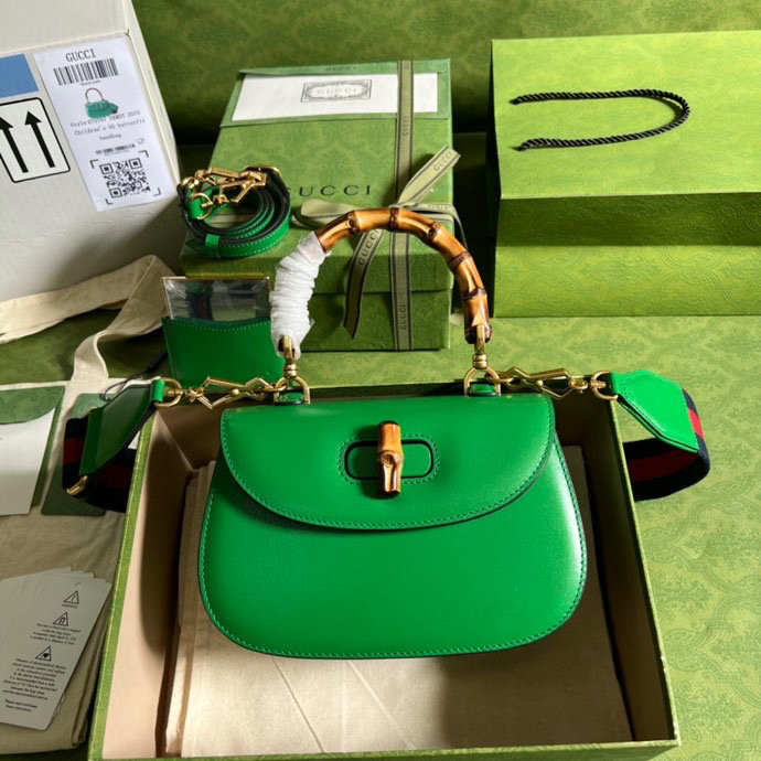 Gucci Small top handle bag with Bamboo Green 675797