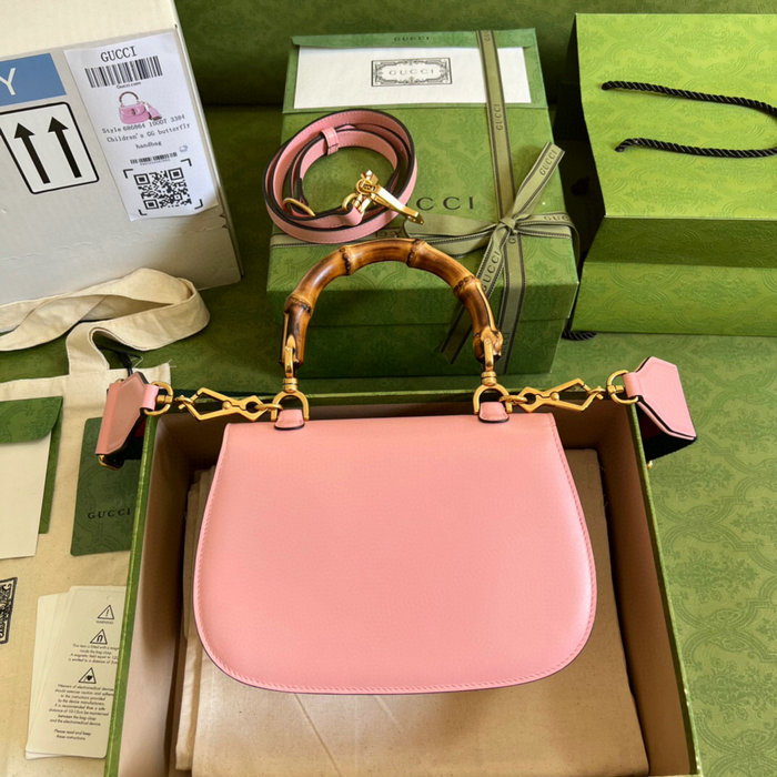 Gucci Small top handle bag with Bamboo Pink 675797