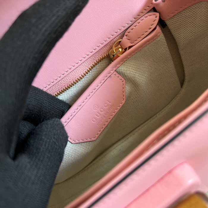 Gucci Small top handle bag with Bamboo Pink 675797
