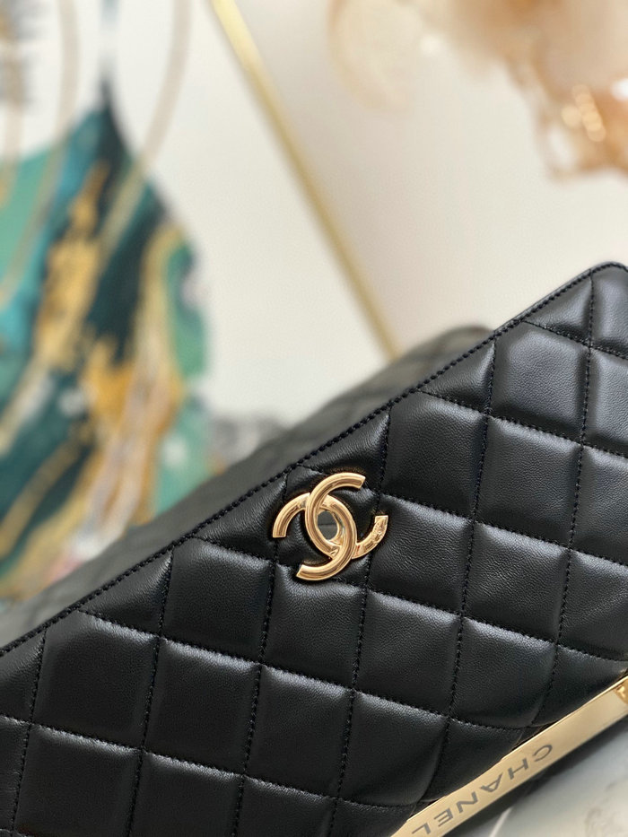 Chanel Lambskin Flap Bag with Top Handle Black A92237