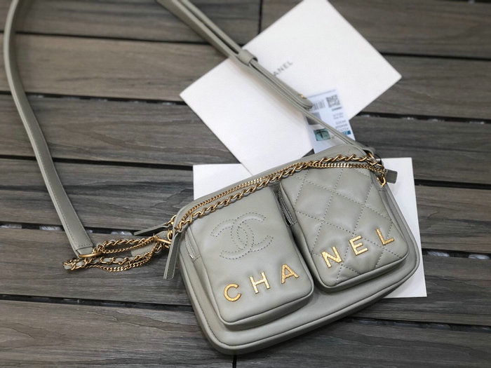 Chanel Small Calfskin Camera Case Grey AS2923