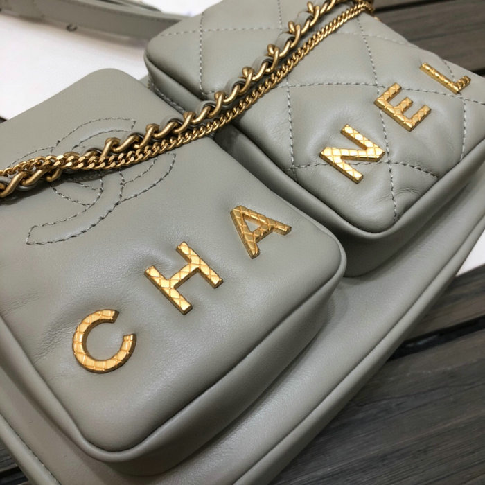 Chanel Small Calfskin Camera Case Grey AS2923